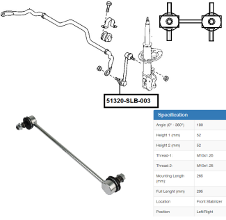 HONDA AIRWAVE STABILIZER LINKS 51320SLA003