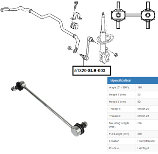 HONDA AIRWAVE  51320SLA003  AND PREMAC CP AND MPV STABILIZER LINKS